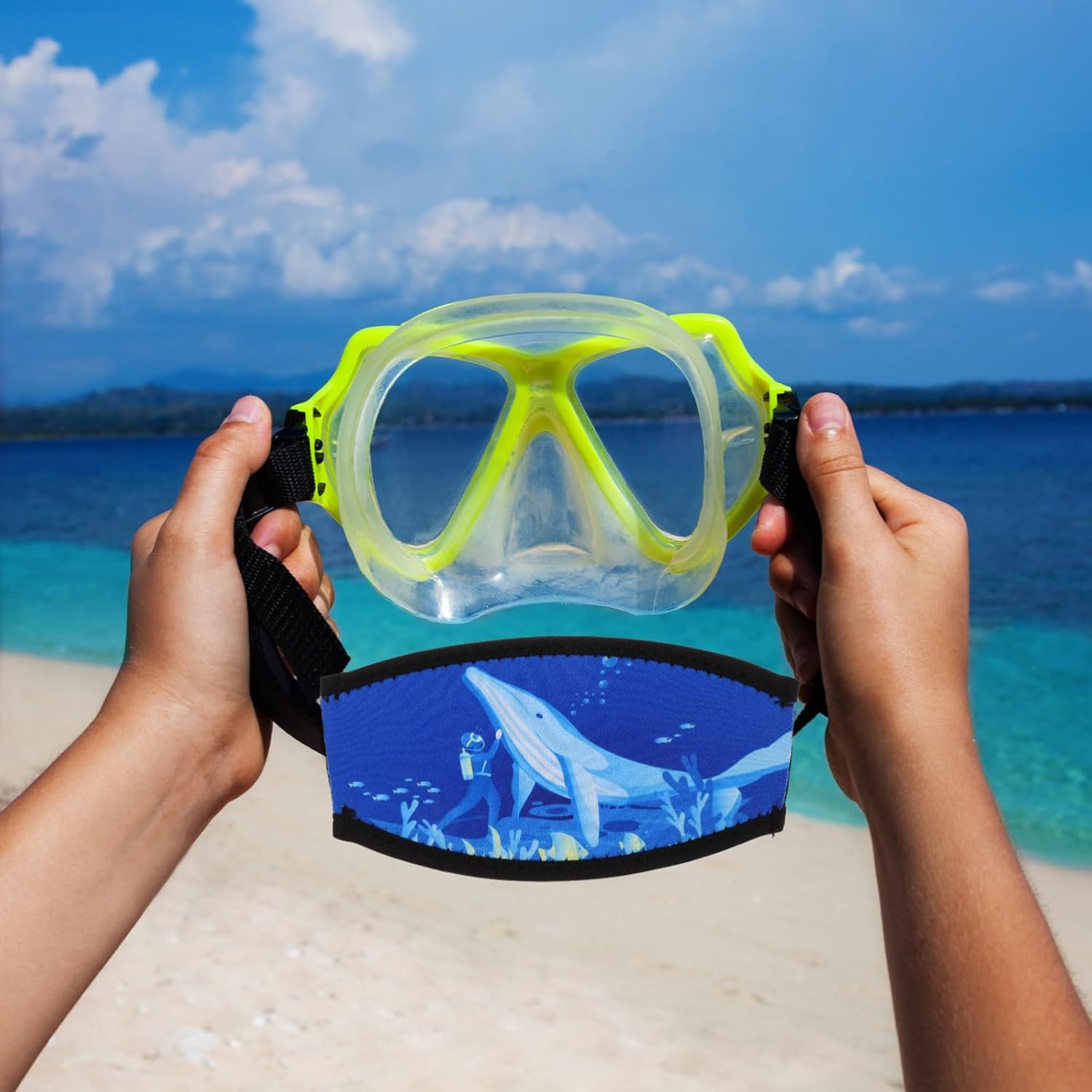 Toyvian Neoprene Diving Mask Strap Cover with Double Layer and Innovative Pattern Design Suitable for Different Sizes Protects Hair for Deep Diving
