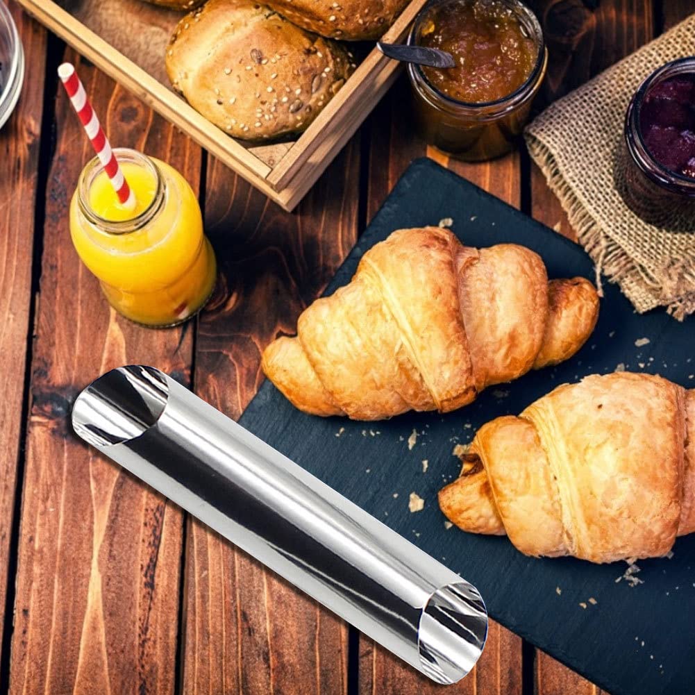 20 stampi antiaderenti per corno, in acciaio inox, per cannoli, 12,5 cm, in acciaio inox, antiaderenti, per croissant, conchiglie, creme, rotoli