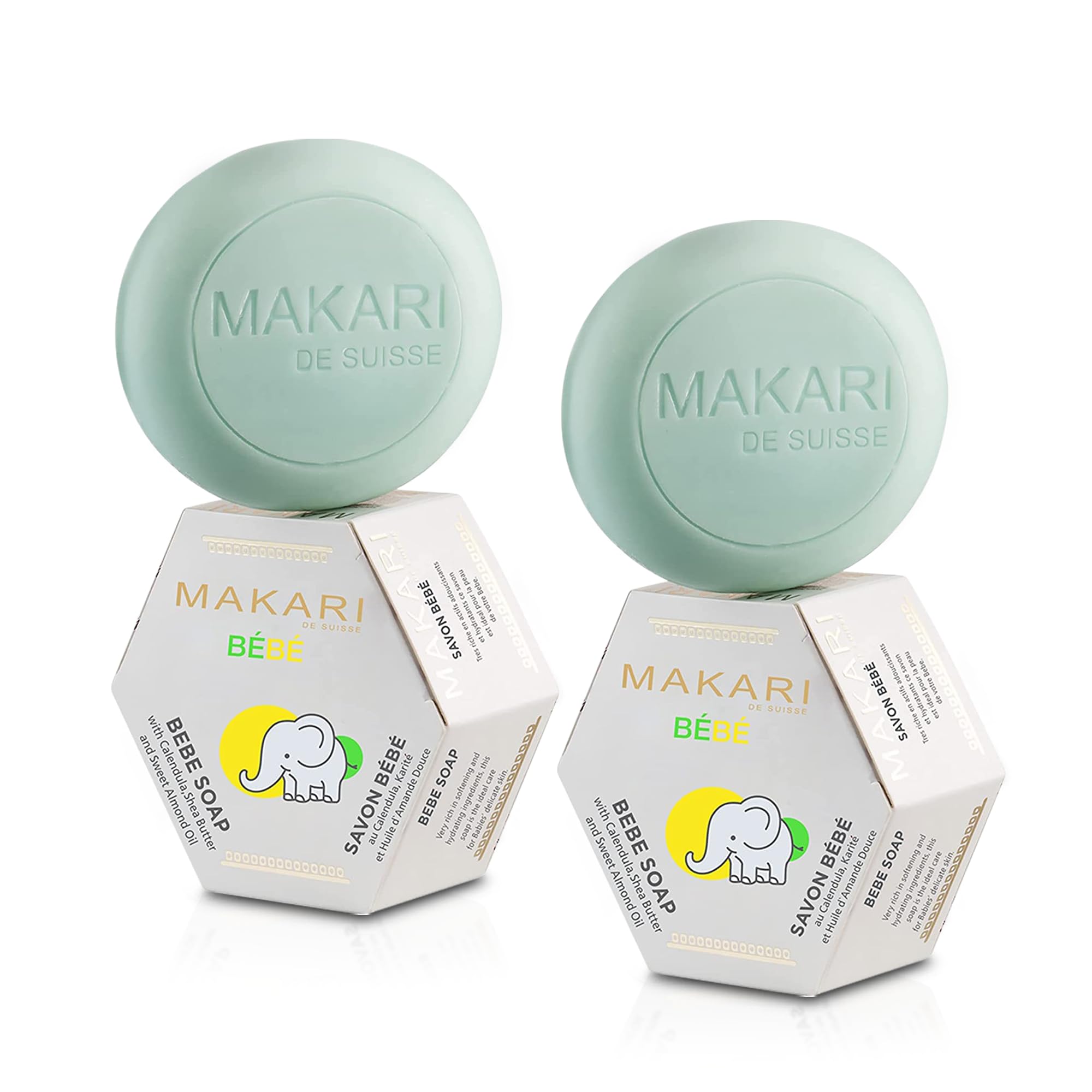 MAKARI Baby Soap 2 Pack (5.4oz) | Moisturizing Daily Bar Soap for Delicate Skin | Mild Cleansing Children’s Bath Bar With Shea Butter and Non-Irritating Botanical Ingredients