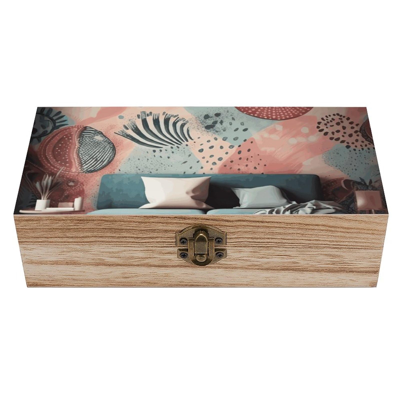 Boîte en bois de rangement moderne pour bijoux et objets précieux
