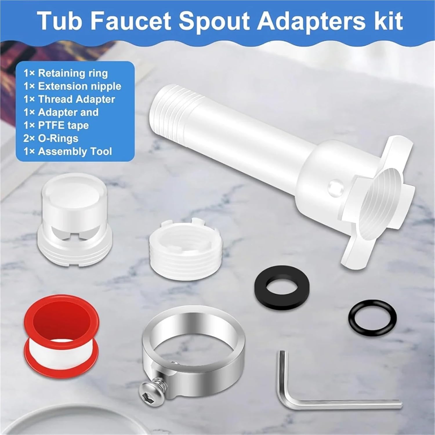 Tub Spout Diverter Repair Kit 4Sets Tub Spout Adapter, Slip Fit for Copper, Universal Fit 1/2in Pipe, 1/2in & 3/4in