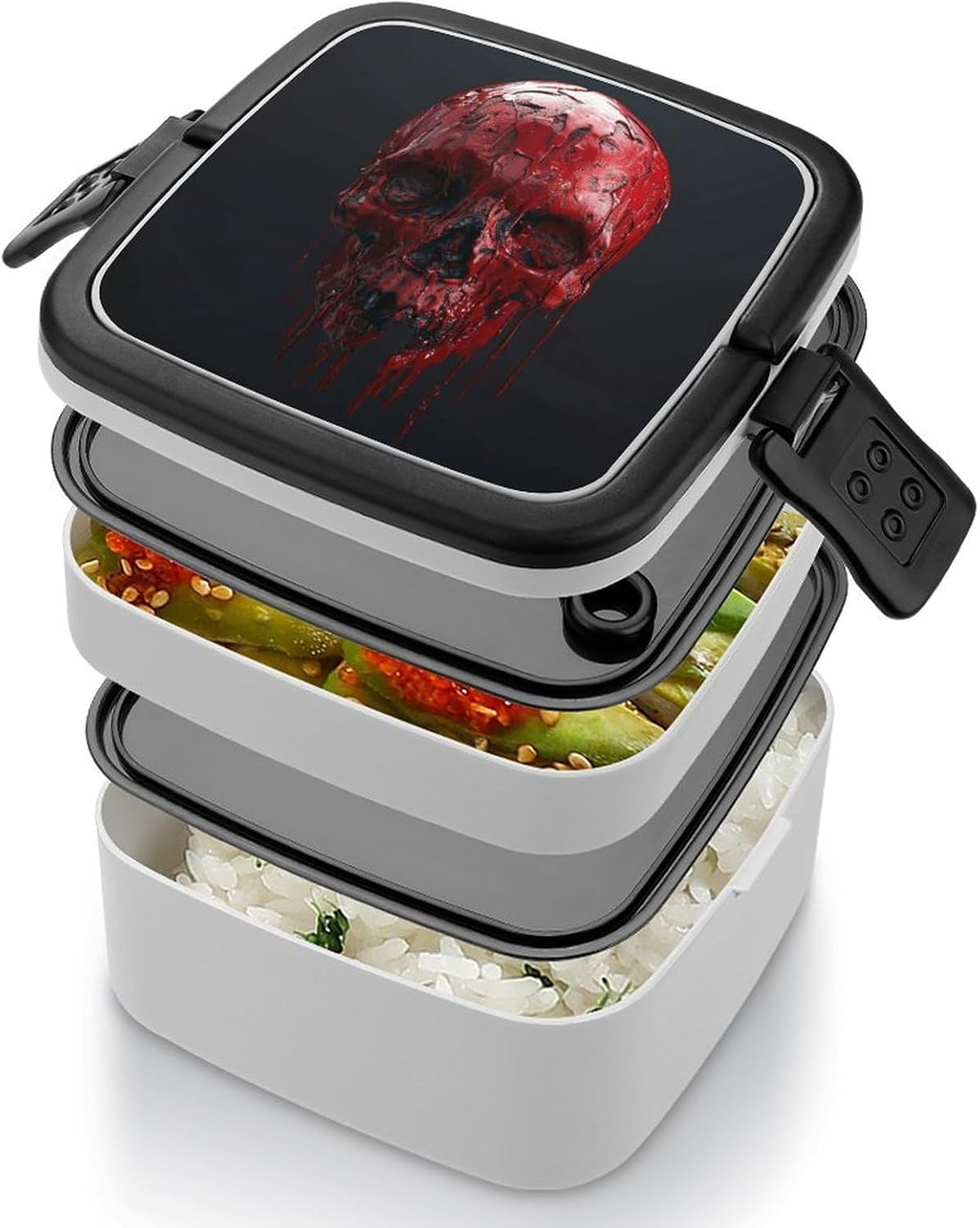 Skull Dripping Red Bento Lunch Box for Adults 2 Layers image 4