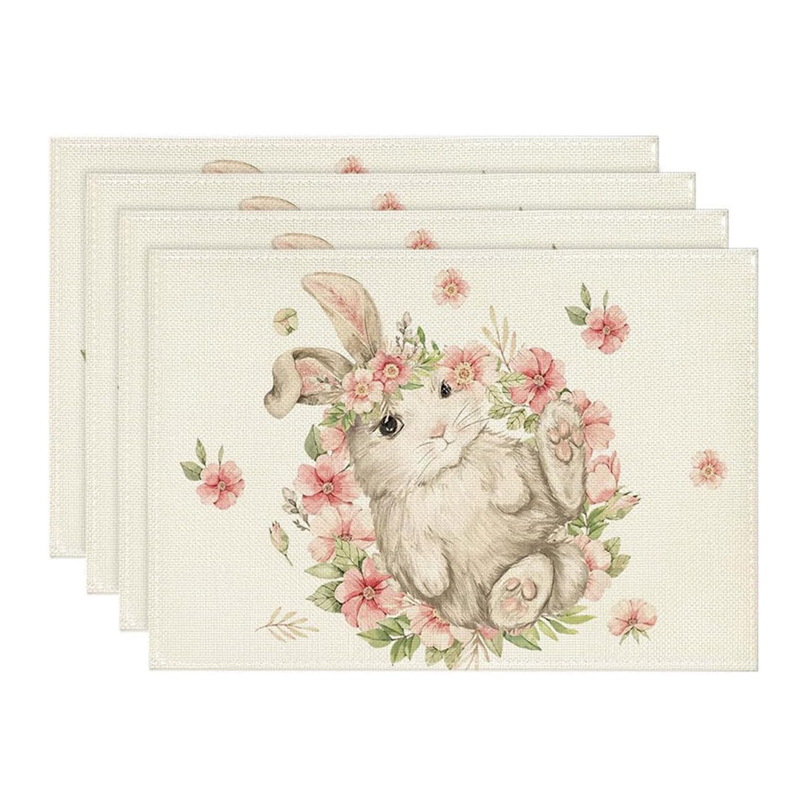 Of 4 Festival Decoration Dining Mats Linen Nonslip Kitchen Table Protectors Decorative Placemats for Parties Table Placemat
