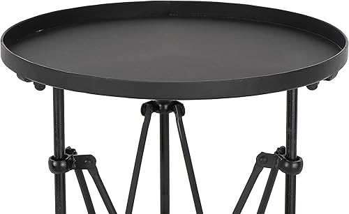 Miniatura 6 de Creative Co-op EC0113 Mesa redonda de metal, 25 pulgadas, color negro