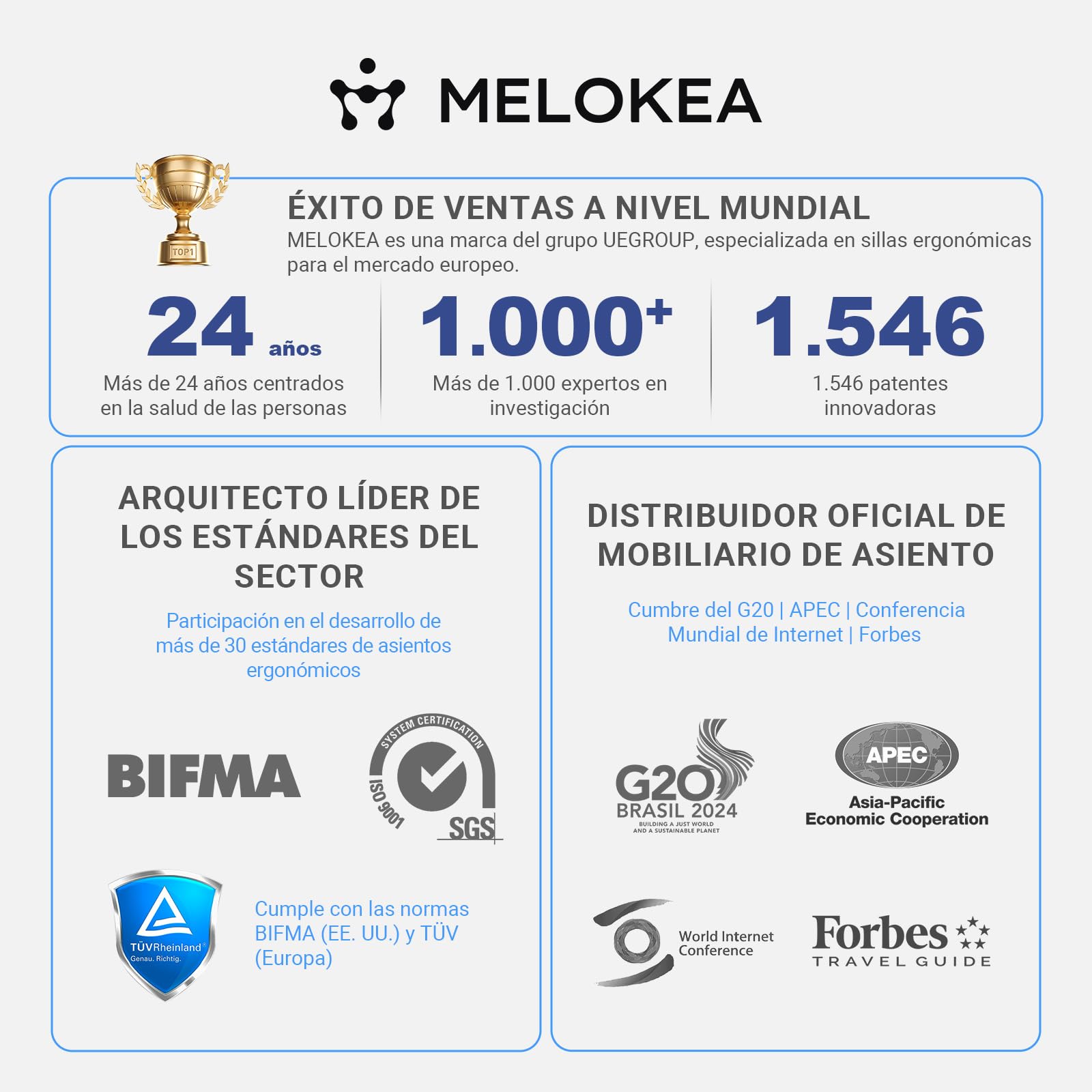 MELOKEA Silla de Oficina Ergonómica 150kg con Asiento de Muelles