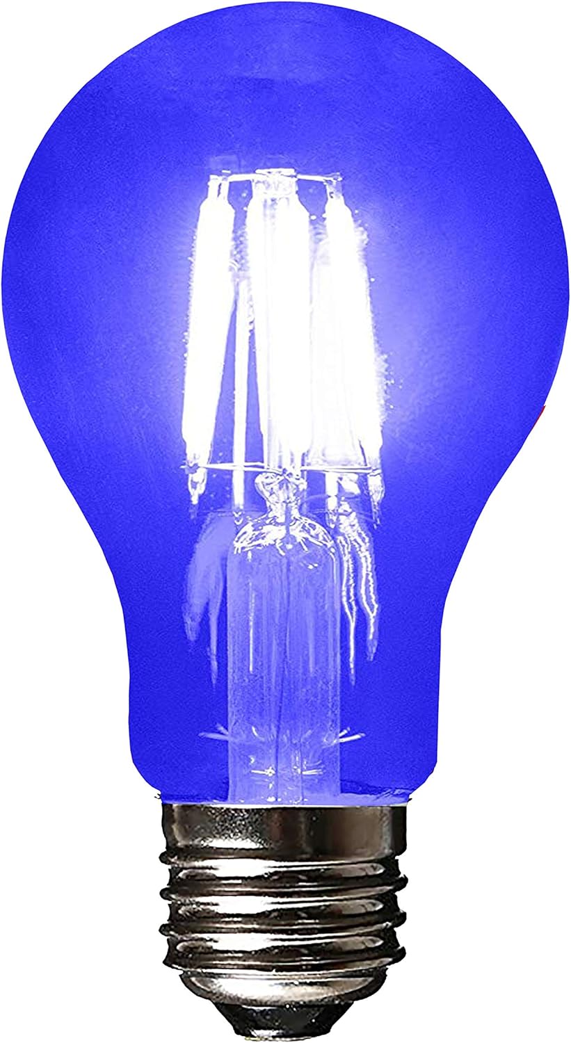 Bеѕt Quаlіtу 🔥 SleekLighting LED 4Watt Filament A19 Blue Colored Light Bulbs – UL Listed, E26 Base Lightbulb – Energy Saving - Lasts for 25000 Hours - Heavy Duty Glass - 2 Pack
