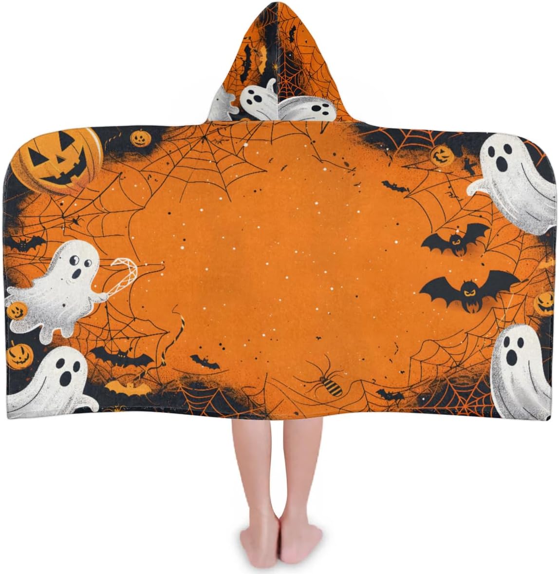 Pardick Kids Bath Towel Boo Bat Specter Beach Towel with Hood Pool Cover Up for Girls Boys Soft Absorbent Hooded Bath Towel Toddler Towels for Beach, Pool