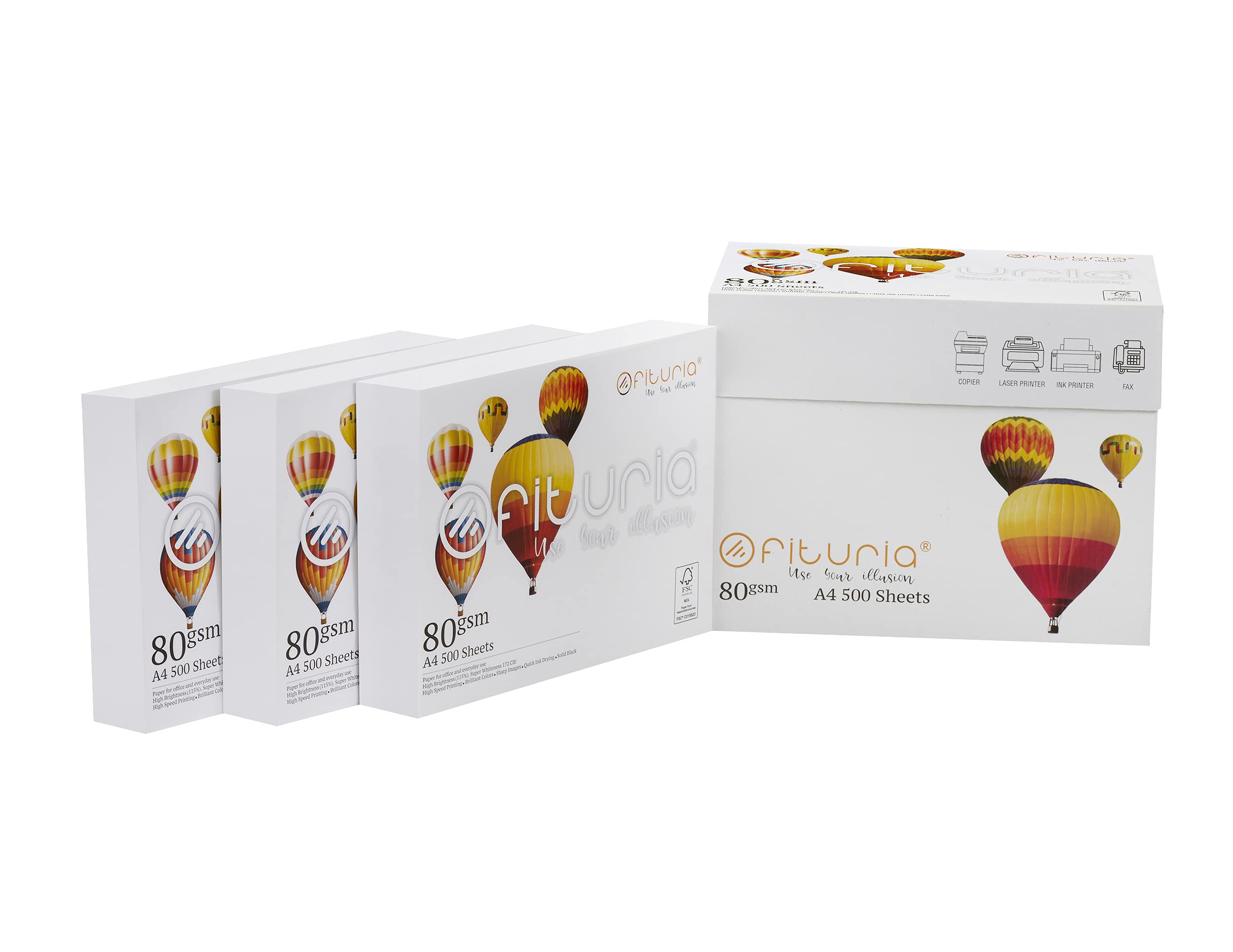 Folios A4, Papel Multiusos para Impresora y Fotocopiadora, Papel A4 Blanco para Entornos Laborales y Uso Doméstico, Folios din A4 80g/m², Paquete de Folios - Ofituria (50000 hojas – 20 cajas)