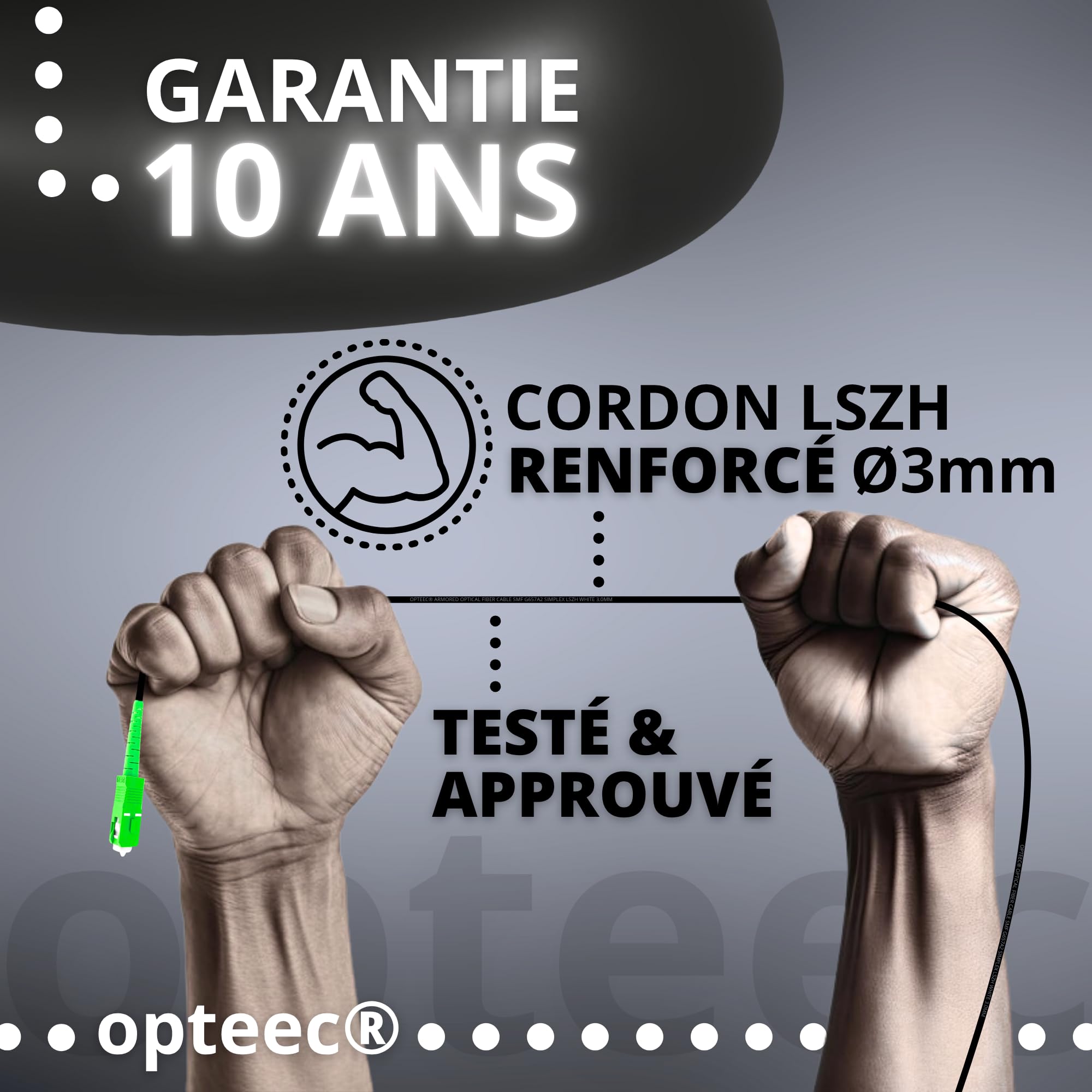 Câble Fibre Optique en Acier Blindé - 15M - ORANGE/SFR/BOUYGUES/SOSH/RED by SFR - Rallonge/Jarretière - SC/APC à SC/APC Renforcé - Simplex Monomode - Garantie 10 Ans (Armored, Noir, 15M)