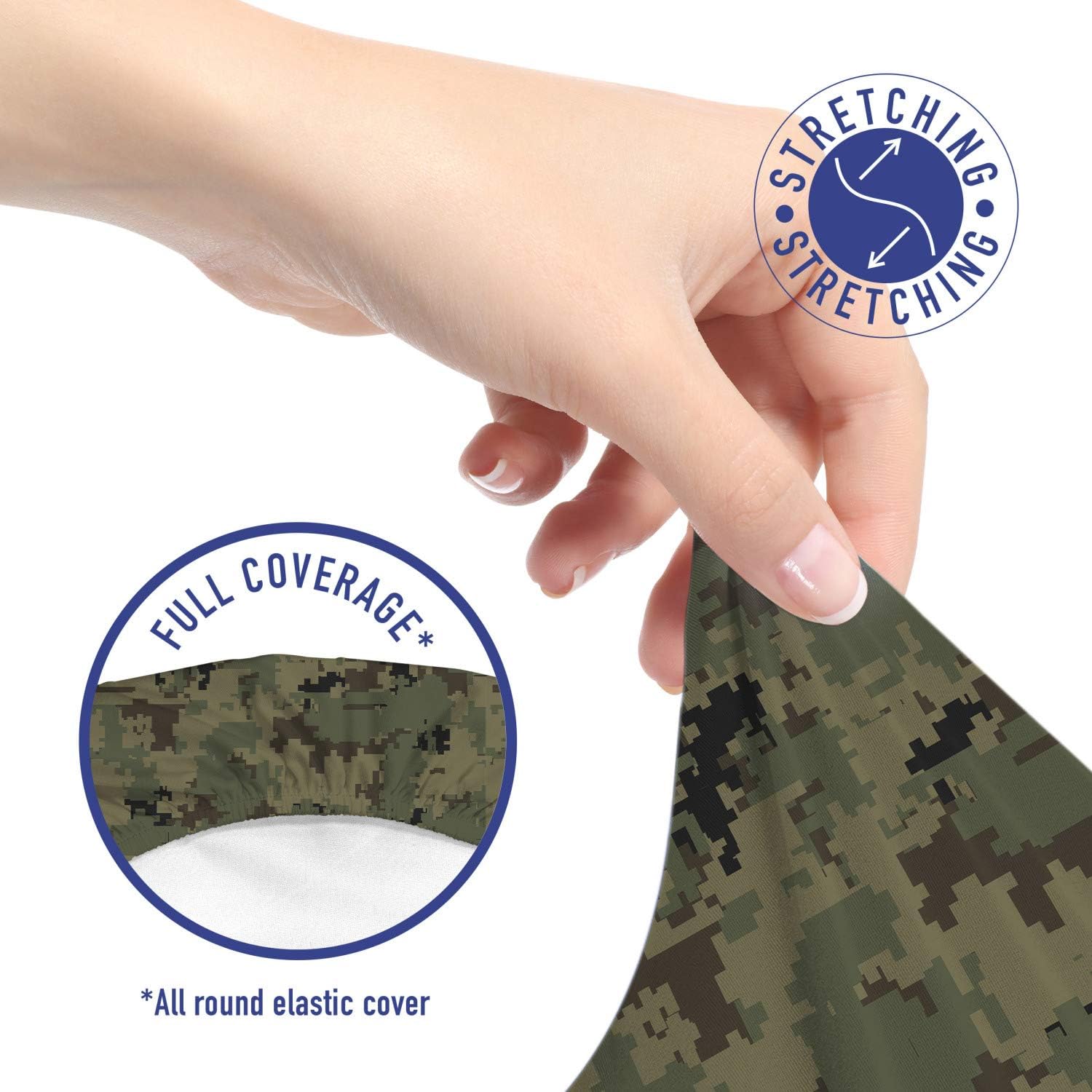 Ambesonne Camouflage Office Chair Slipcover, Digital Pixel Design Repeating Camo Pattern, Protective Stretch Decorative Fabric Cover, Army Green Dark Taupe