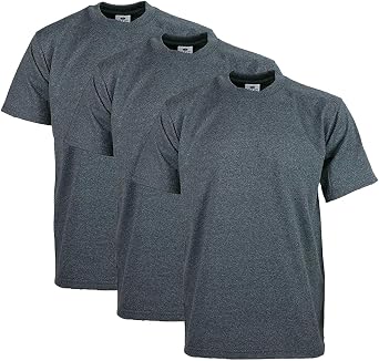Pro Club Mens 3-Pack Heavyweight Cotton Short Sleeve Crew Neck T-Shirt, Charcoal, 3X-Large