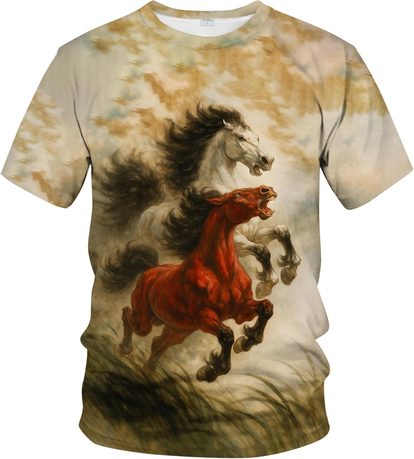 Blissboy Fantasy Horse Graphic T-Shirt Novelty Short Sleeve Crewneck Shirt