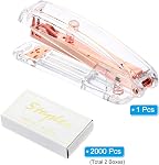 PATIKIL Acrylic Stapler Set, Portable Stylish Manual Effortless Desktop Stapler with 2000 Pcs 24/6 Staples for Classroom Home Office Desk, Rose Gold