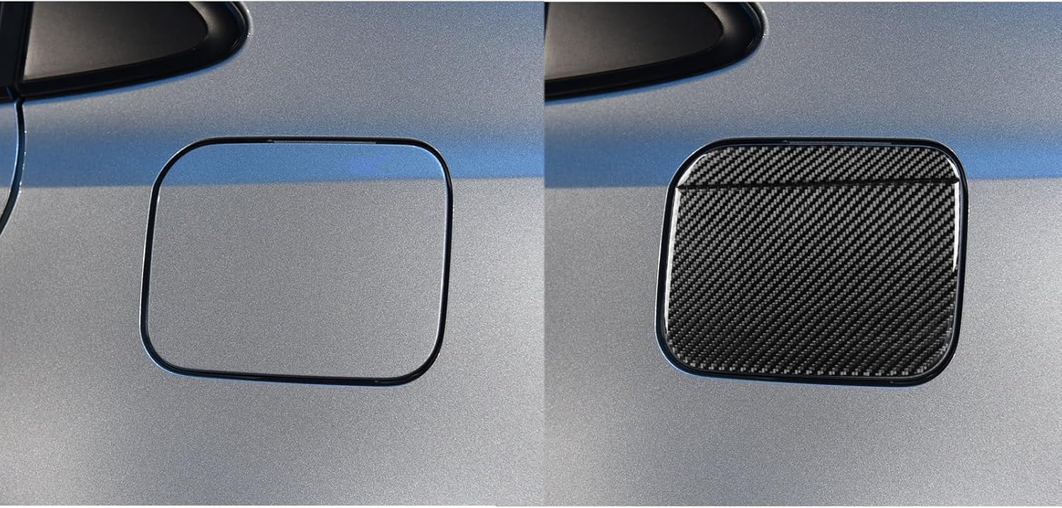 Fuel Tank Gas Cap Trim Cover Panel Cover Exterior Trim Sticker Real Quality Soft Carbon Fiber Compatible with Toyota Corolla & Cross 2019 2020 2021 2022 2023 2024 2025 Accessories Black