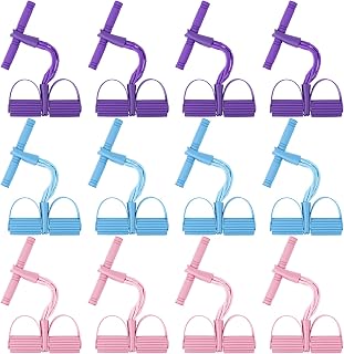Soulchen 9/12 Pcs 6 Tube Elastic Pedal Ankle Puller Resistance Band Multifunction Yoga Tension Rope Fitness Equipment Stretching Bands for Abdomen Waist Arm Leg Slimming Training Home Workout