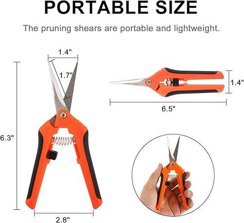 Miniatura 2 de YaeCCC Paquete de 12 tijeras de podar de mano de jardinería de 6.5 pulgadas con cuchillas de acero inoxidable