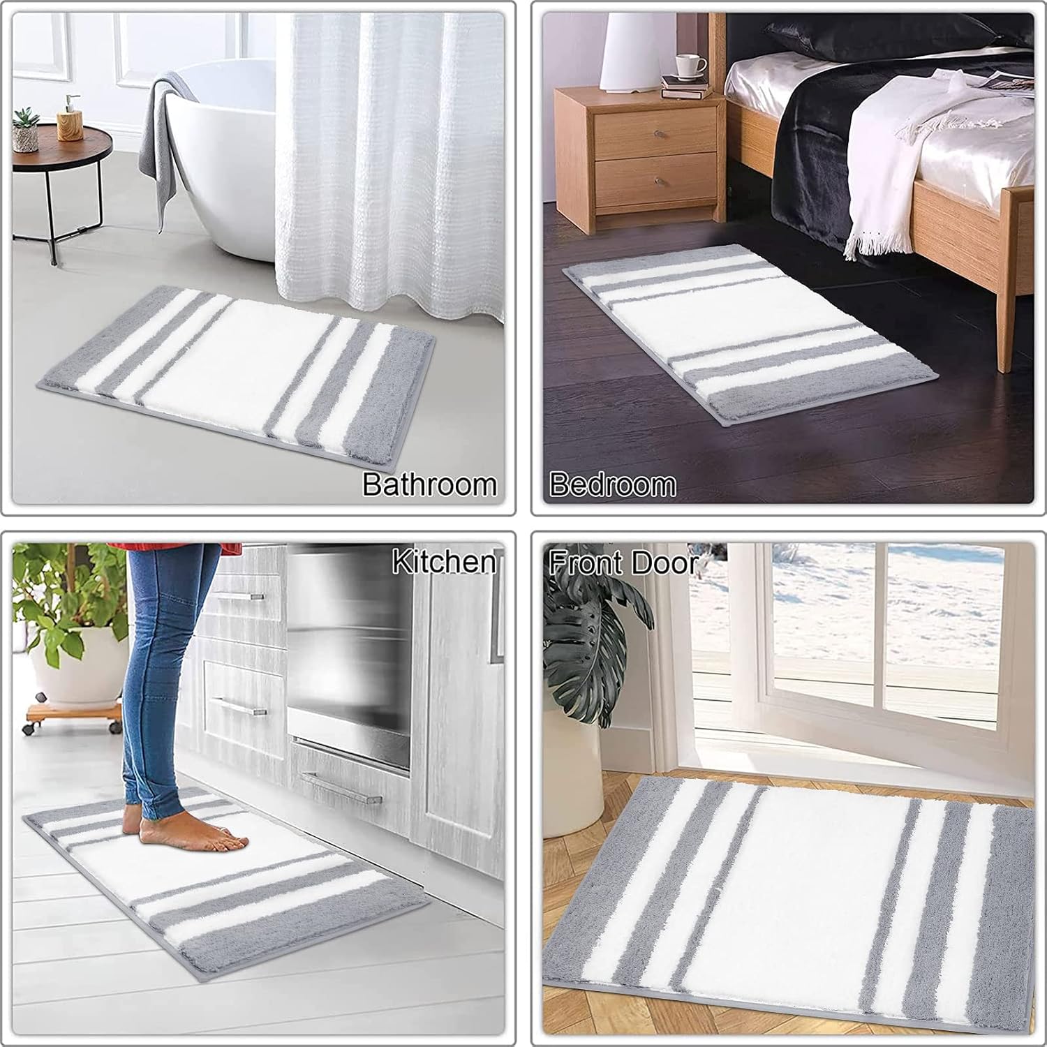 HiiARug Non Slip Bath Mat Machine Washable Bathroom Rug Soft Absorbent Bath Rug 20"x32" Micorfiber Bath Rugs for Bathroom Tub and Shower