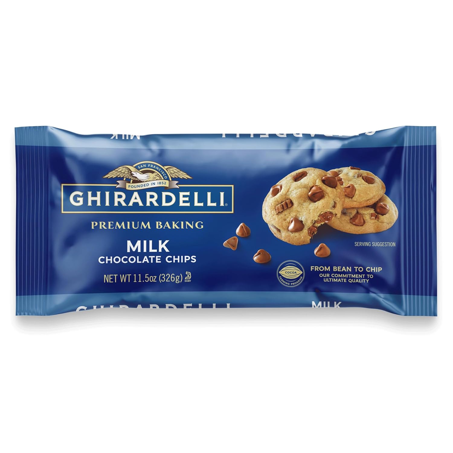 Ghirardelli Milk Chocolate Premium Baking Chips, 11.5 oz - Smooth Melting for Cookies, Brownies & Desserts