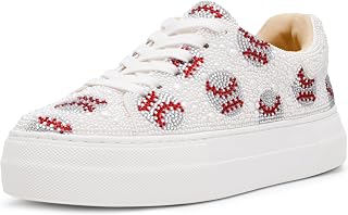 Betsey Johnson Women's Sidny Rhinestone Platform Sneakers - Sparkly Lace-Up Fashion Shoes