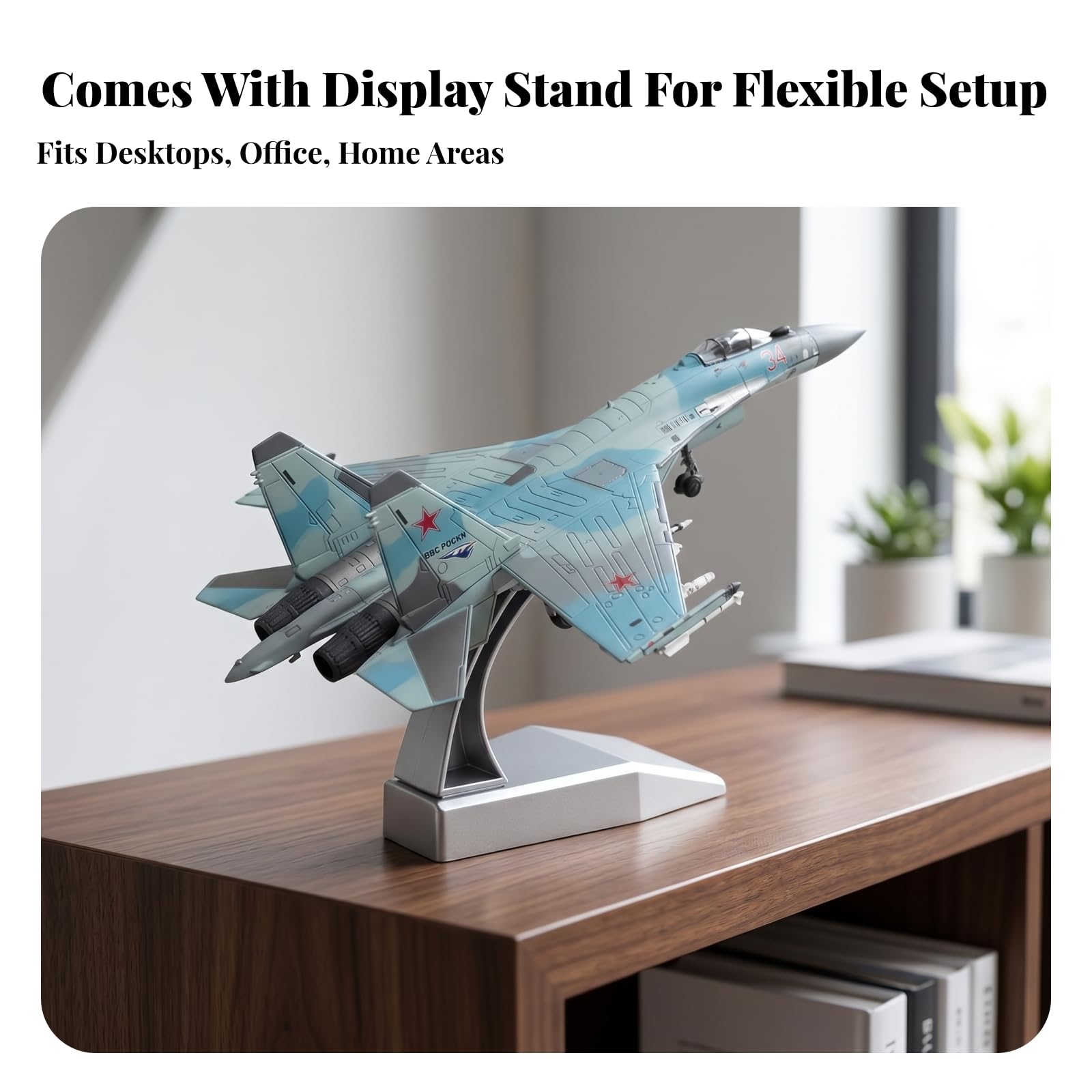 Modellino Statico SU-35 1:100 Modellino Jet SU-35 Metallo e Plastica Aereo da Combattimento in Miniatura, Argento