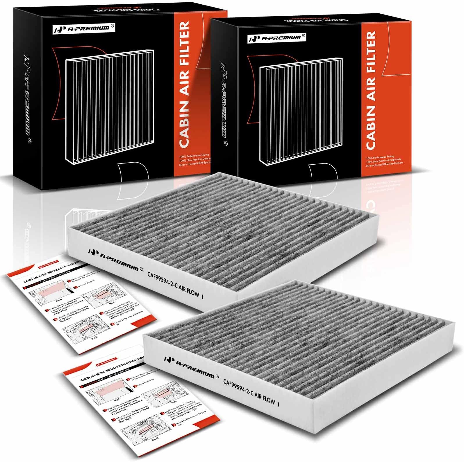 APremium 2PC Cabin Air Filter with Activated Carbon Compatible with