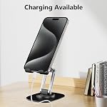 Support de Téléphone Ajustable CreaDream pour Bureau, Support de Téléphone Portable Pliable Rotatif à 360°, Support de Téléphone en Aluminium avec Base Métallique, pour 16 15 14 13 Pro Tous les Téléphones de 4.7 à 8 pouces