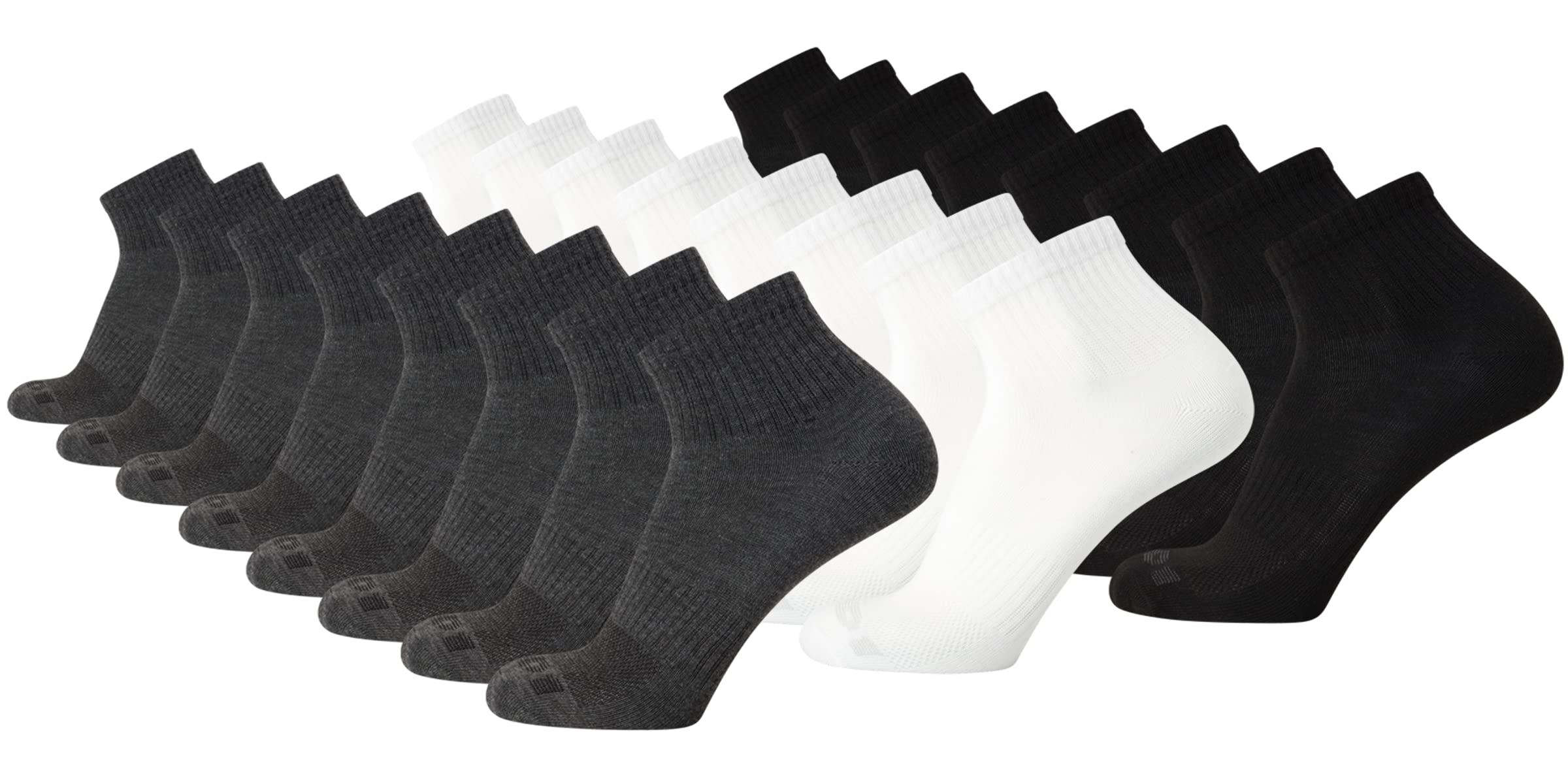 AND1Men's Socks - PROPLATINUM Lightweight Quarter Cut Socks (24 Pack)