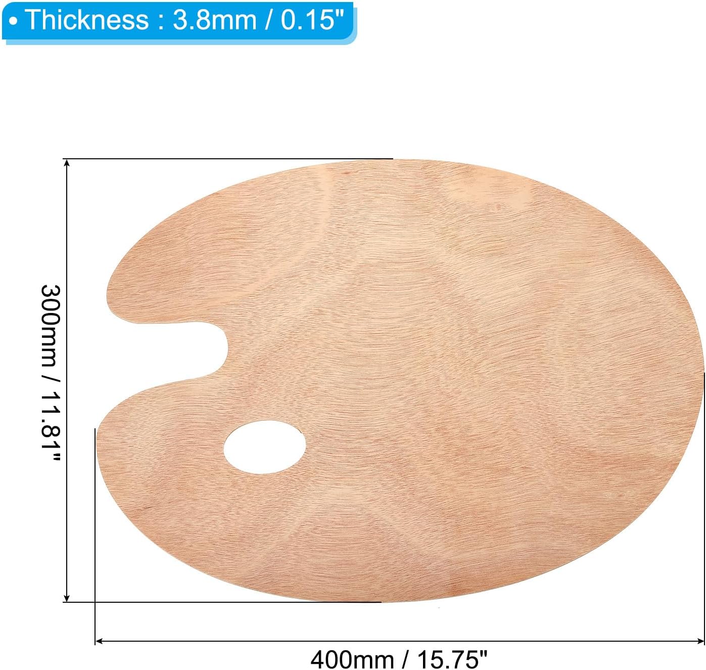 PATIKIL 12"x16" Wooden Oval Paint Palette, 6 Pack with Thumb Holes, Wood Color