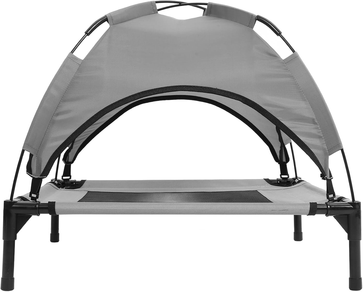 FAVOMOTO Elevated Pet Bed with Removable Canopy Tent, Raised Dog Cot for Large Dogs and Cats, 60x45x16cm Outdoor Travel Mat Moisture Isolation Shelter