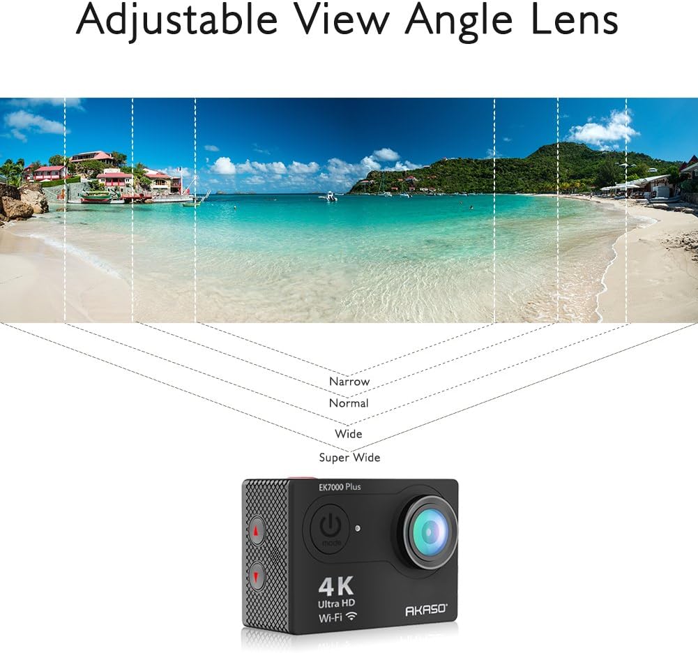 AKASO EK7000 Plus 4K 16MP WiFi Action Camera Adjustable View Angle 30M Waterproof Camera Remote Control Sports Camera with Helmet Accessories Kit and Filters