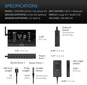 AC Infinity Controller AI+ with CO2 Sensor Bundle AI-Powered Learning.