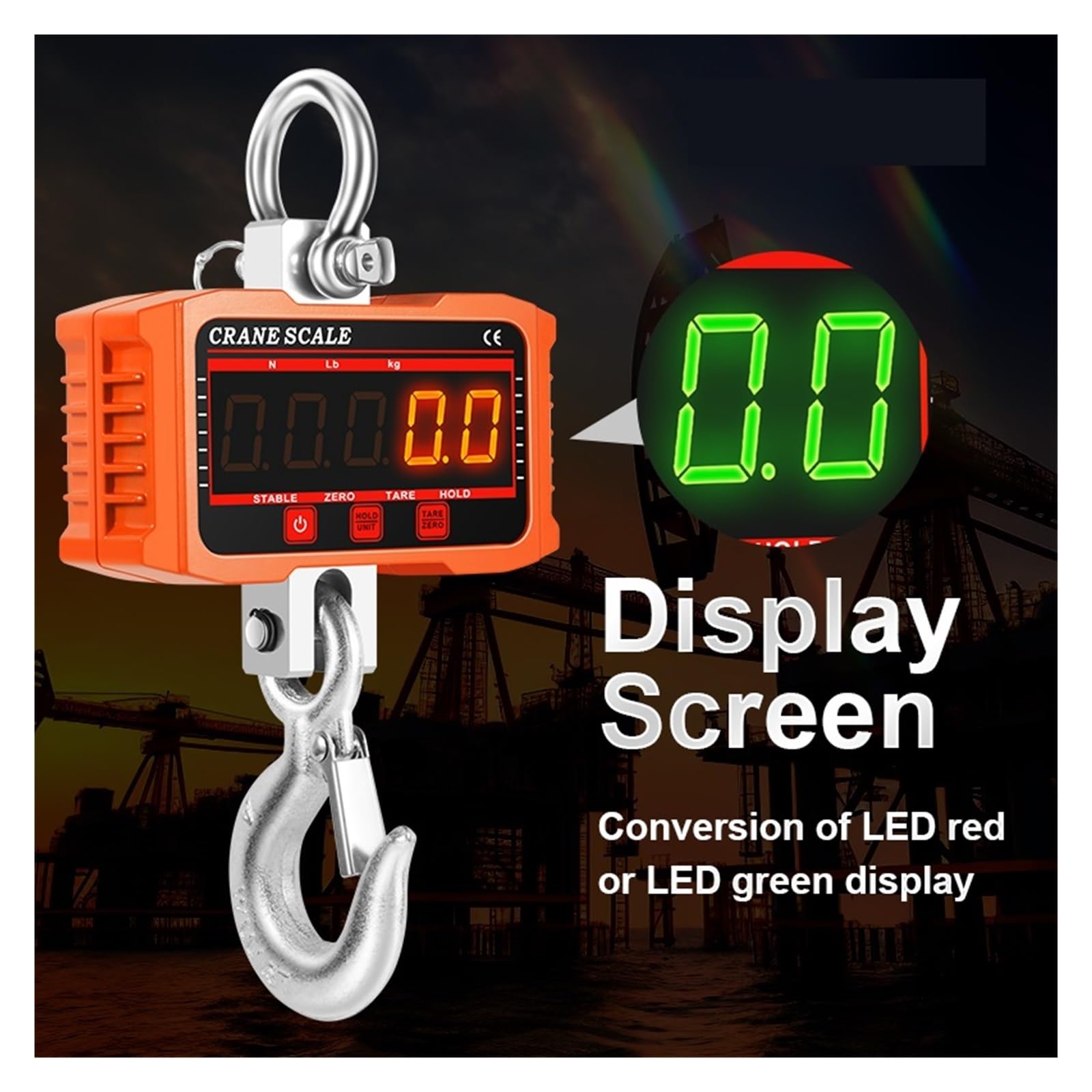 Báscula de grúa Digital de 500KG/1500kg, balanza electrónica Industrial de Alta Carga con Gancho Resistente, balanza de Peso N/LB/kg, 3 Unidades, báscula Colgante,Pesaje Preciso(500kg Orange)