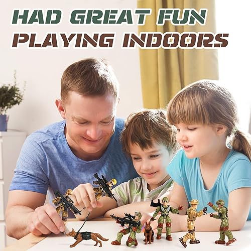 Miniatura 7 de HAPTIME Figuras de acción del ejército con armas, soldados de juguete para niños, juguetes de plástico del ejército para niños de 6 a 8 años, regalo
