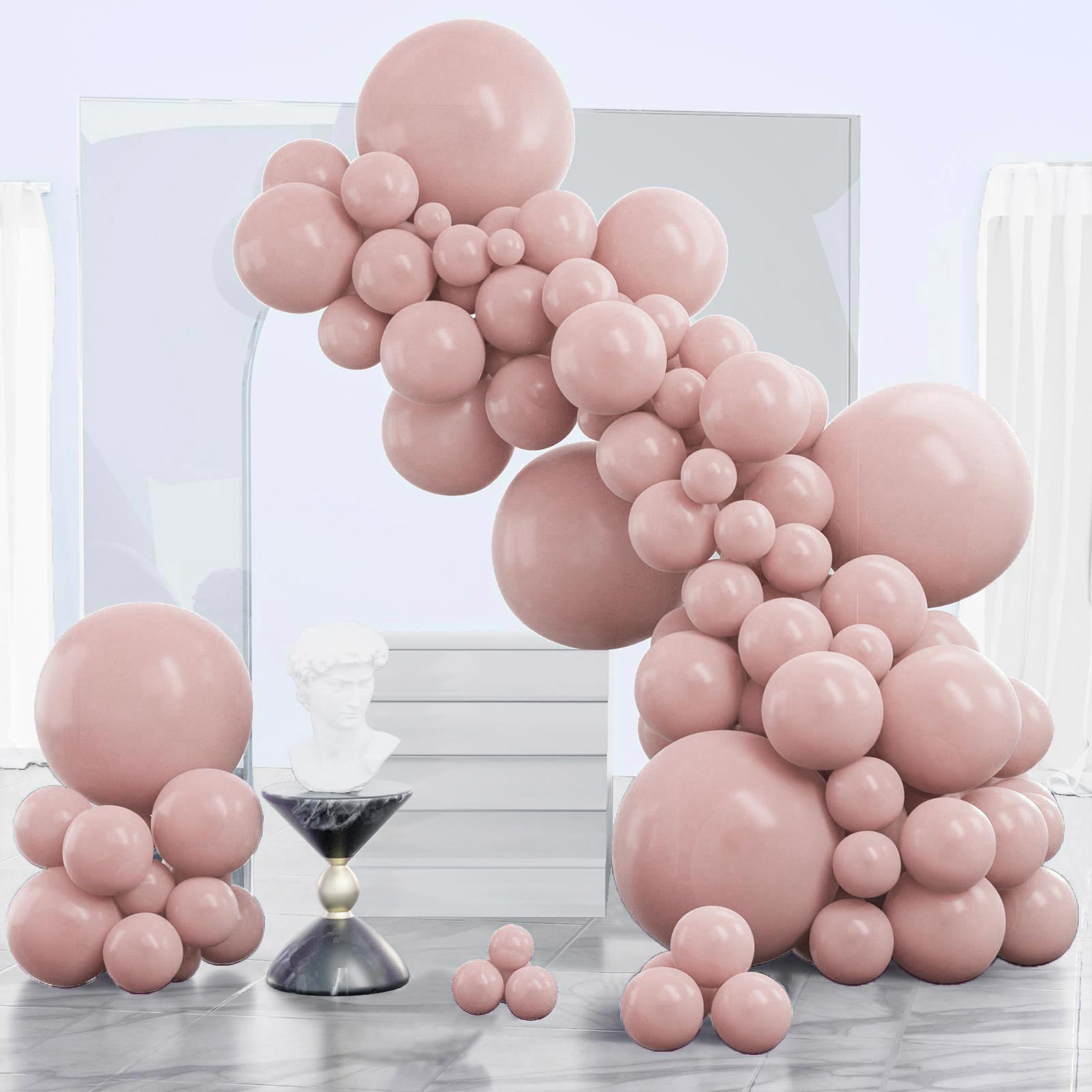 PartyWoo Dusty Pink Latex Balloons (140pcs) | 18, 12, 10, 5 Inch Boho Blush Lilac Pink Balloons for Birthday, Baby Shower Party Decorations - main product image