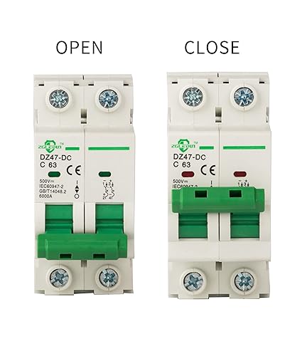 Miniatura 6 de Disyuntor miniatura de CC, 2 polos 63 amperios, 250V-500VCC, disyuntor de montaje en carril DIN 6kA con viaje magnético térmico, DZ47-63 C63 2P, MCB