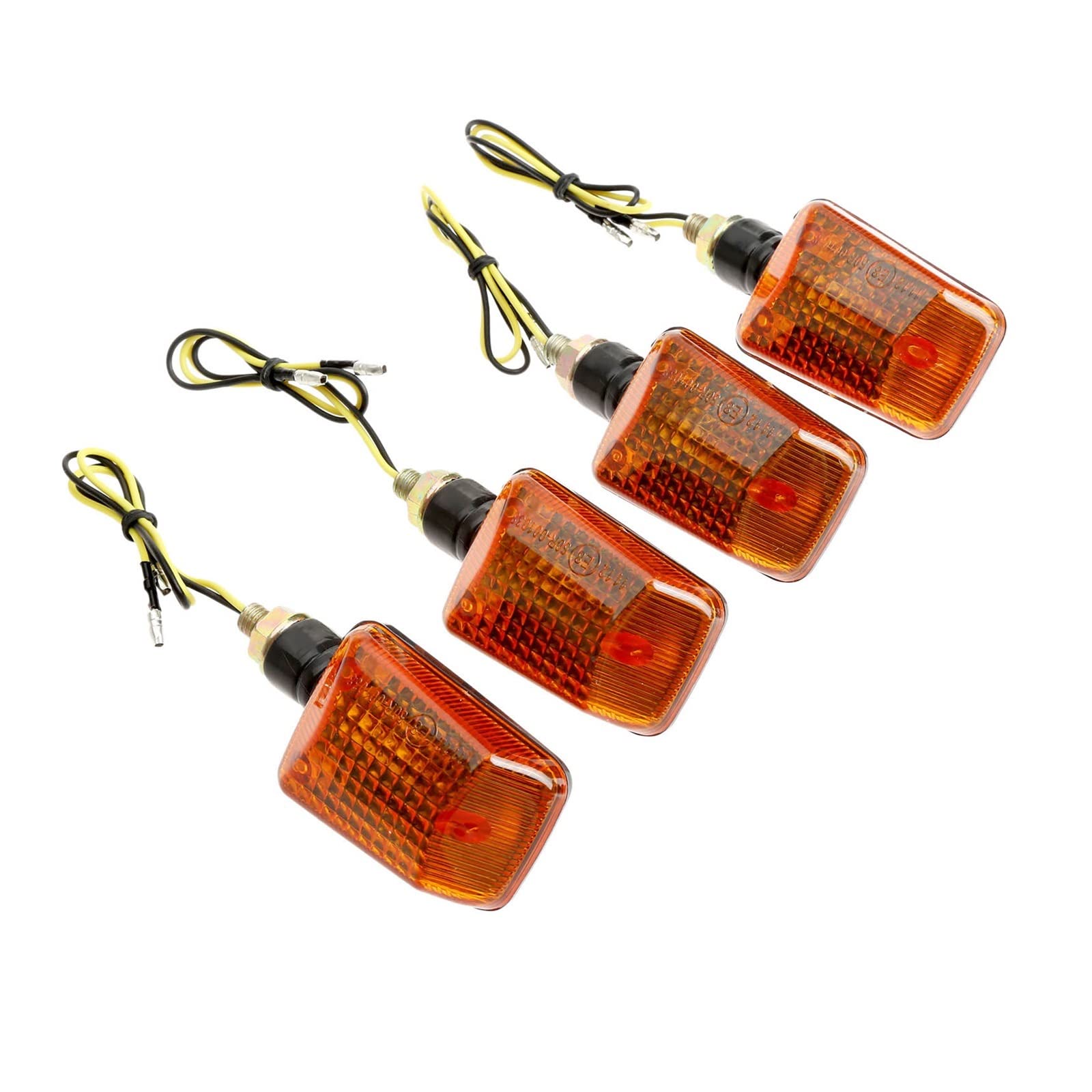 Indicateurs de virage de moto 12V : lot de 4 clignotants ambre avec lentille jaune