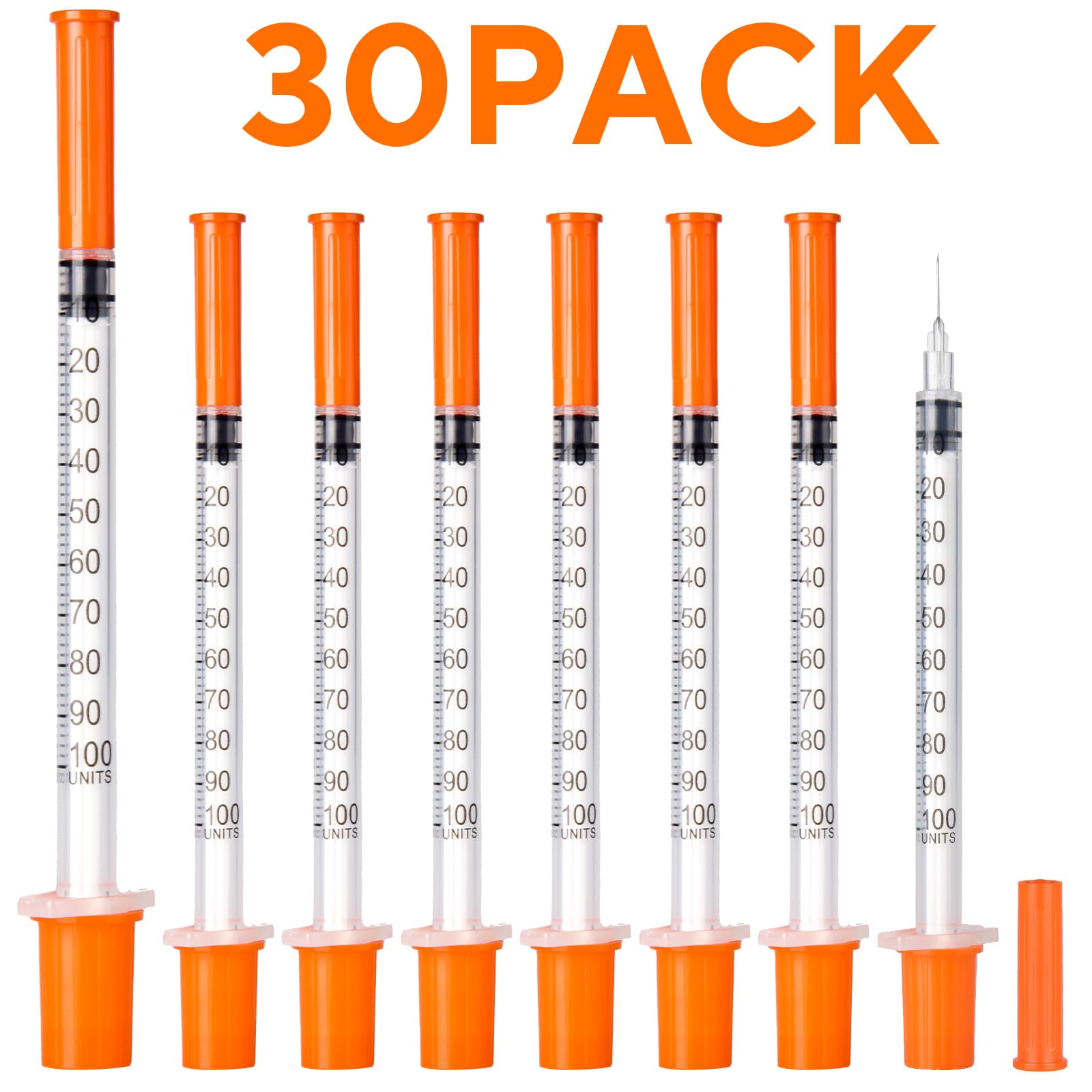 U-100 Syringes, 31G 5/16" (8mm) 1ml/cc Disposable Syringe, 30 PACK — Amazon image 2