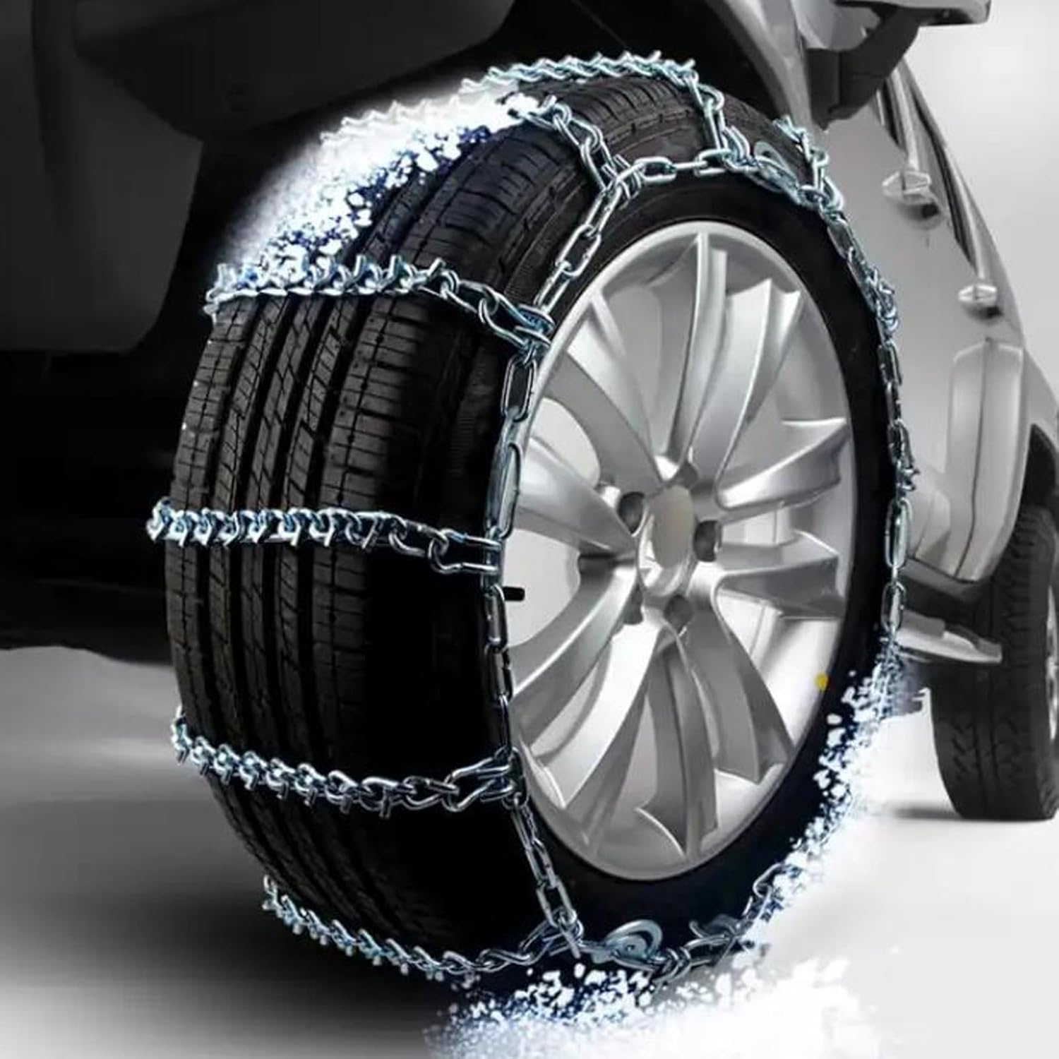 Snow Chains for Cars - 2Pcs Emergency Universal Tire Chains Fits Tire Width 155mm-275mm, 5.7mm Alloy Steel Car Snow Chains, for SUV/Trucks/Minivan/Pickup/ATV/UTV (Size : 215)