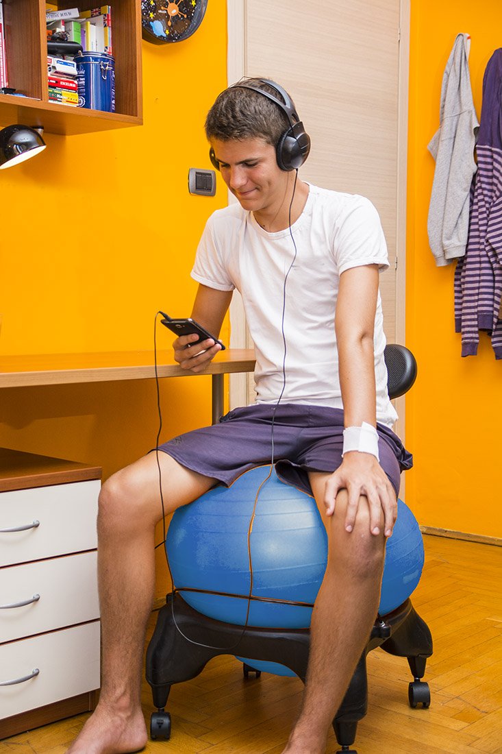 Verde con Palla Blu - Sedia ergonomica con Pallone Gonfiabile