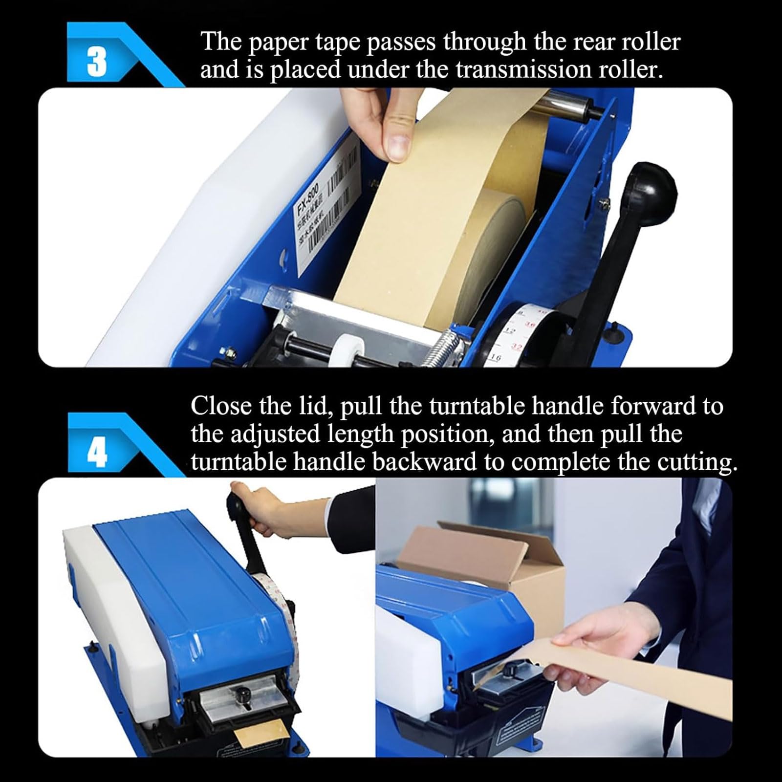 Dispenser di nastro attivato dall'acqua, taglierina manuale semiautomatica per nastro kraft, per sigillare cartoni in ufficio, magazzino e spedizione rapida