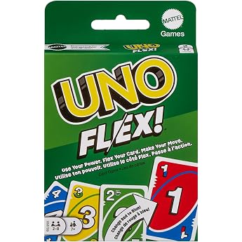 Mattel Games UNO Flex, UN card game for the family, more variety through power cards, perfect as child's play, travel pi