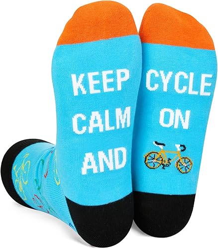 Zmart Calcetines unisex para ciclismo, bicicleta, yoga, regalos para ciclistas de ciclismo de montaña, instructor de yoga, yogui, Azul Ciclo