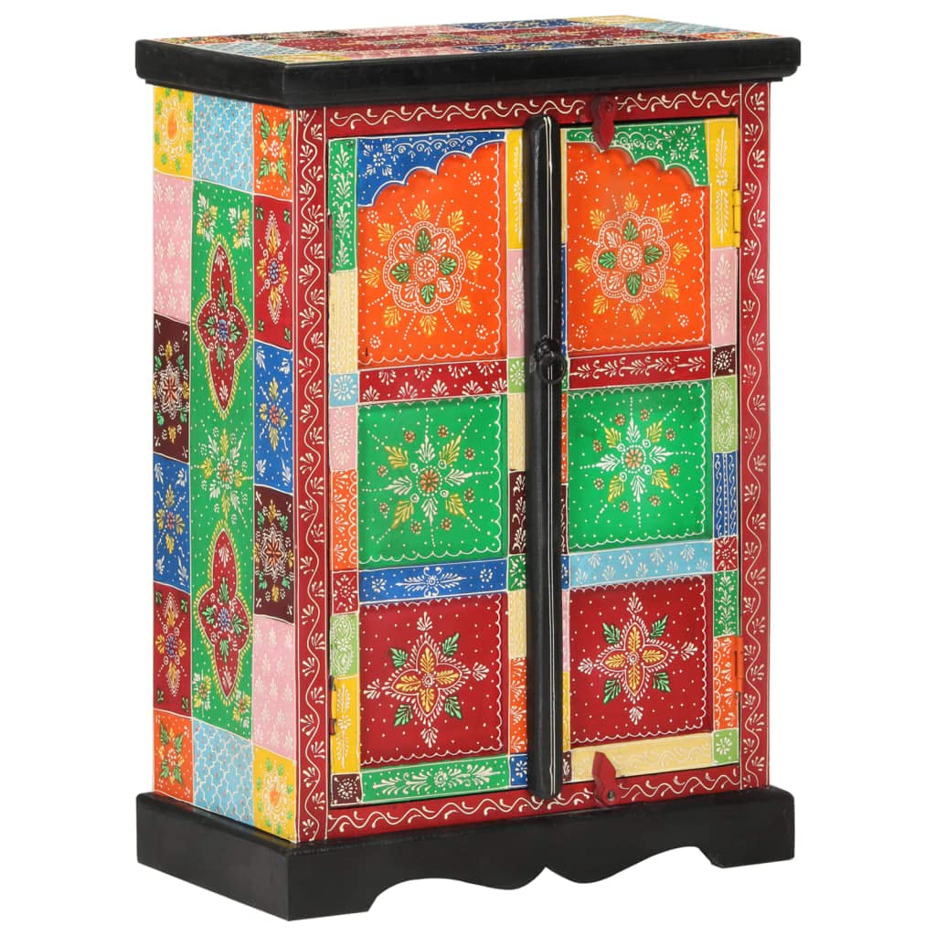 Gecheer Aparador, vintage, pintado a mano con puertas, 53 x 30 x 75 cm, madera maciza mango R117