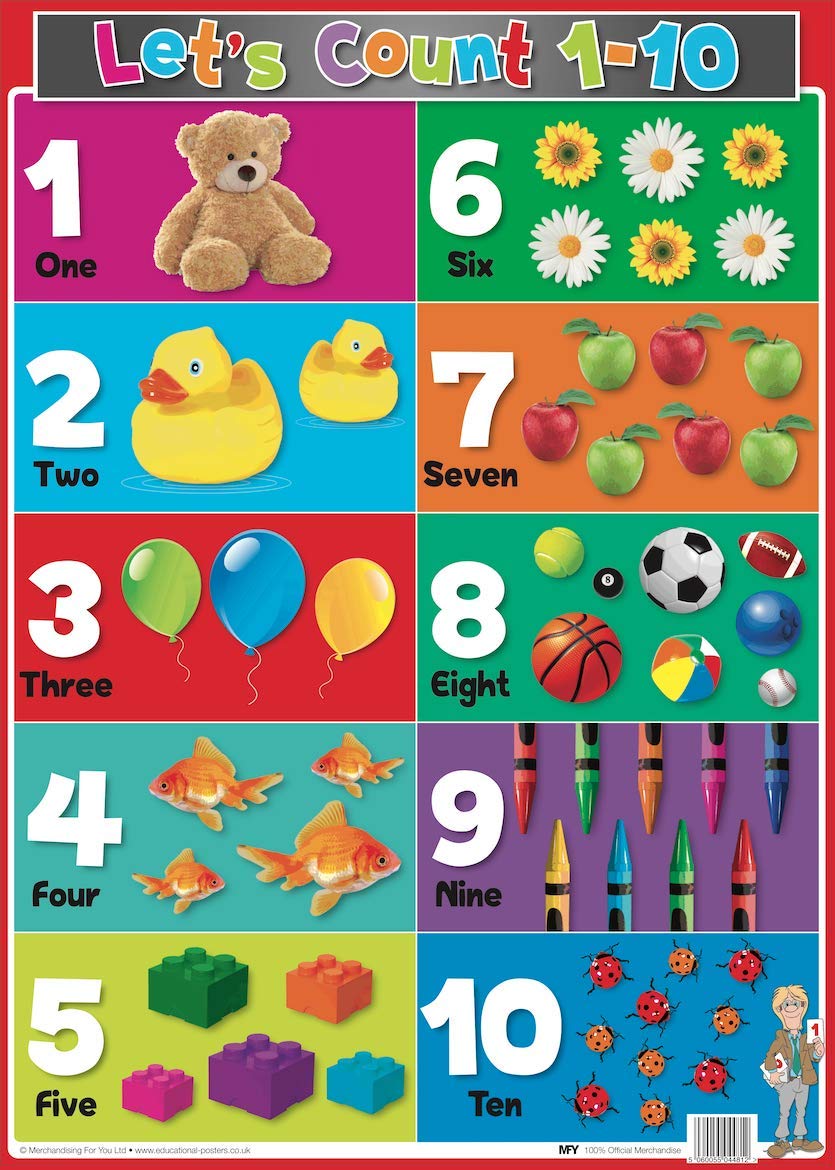 Buy Lets Count 1 to 10 Educational s & Colourful Wall Charts for
