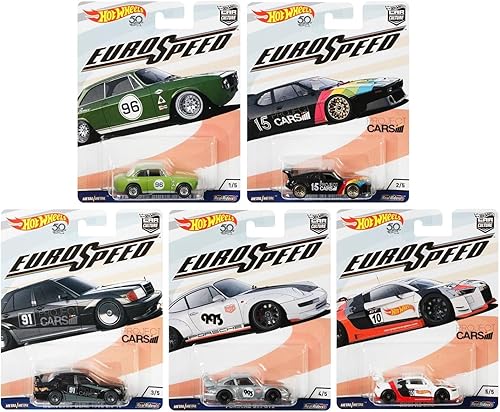 Hot Wheels 164 Car Culture 2018 Euro Speed - Juego de 5