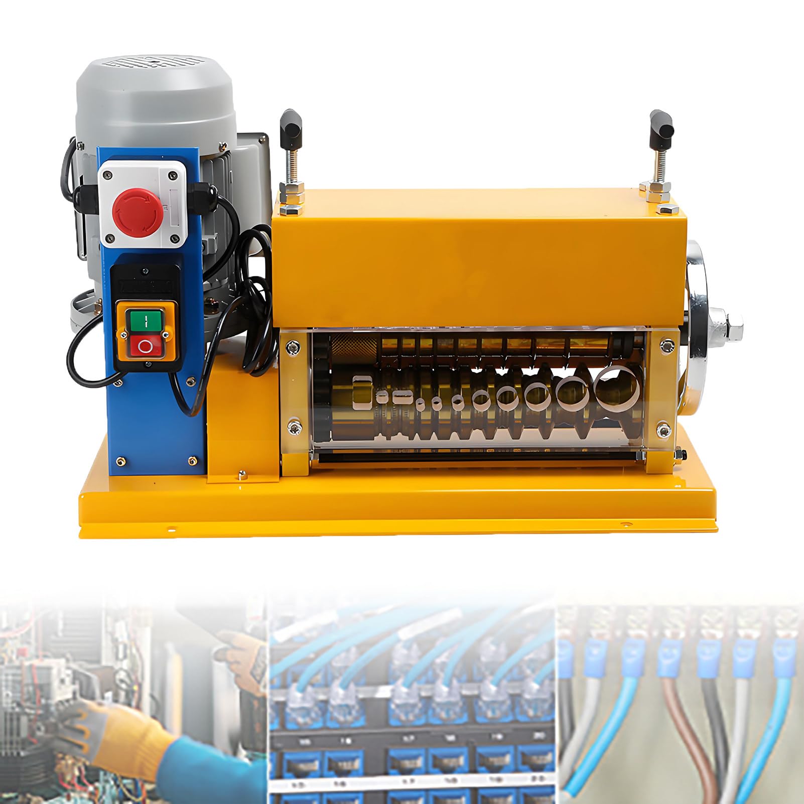 EpyGnom Automatic Wire Stripping Machine with 11 Channels, 370W Power Cable Stripper Machine for 1.5mm to 38mm Copper Wire, Cable Stripper Tool for Home Repair Remodelling Recycling Yellow