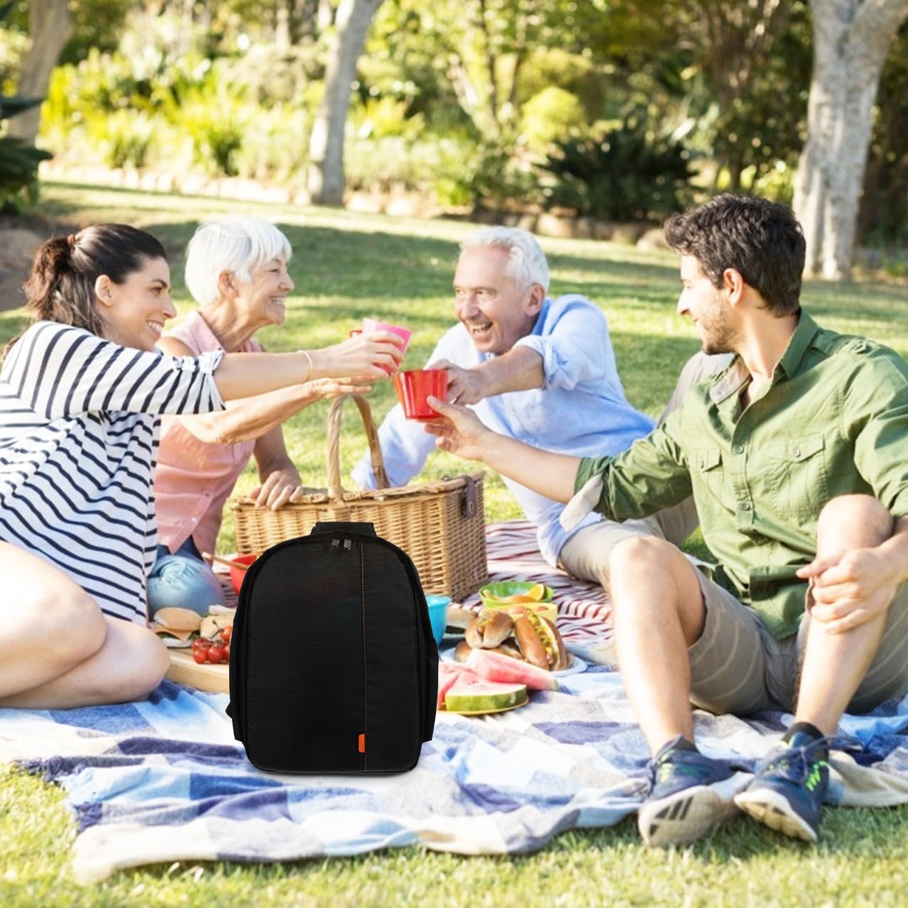 Angoily Borsa per Fotocamera Multi-griglia Piccola Custodia Digitale Protezione Completa, Zaino Portatile Leggero per Fotocamera e Accessori, per Viaggi e Uso Outdoor