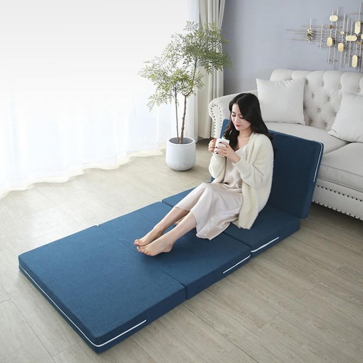 Memory Foam Camping Mattress Pad, Thick Waterproof Foldable Sofa Bed Floor Mattress, Portable Sleeping Pad for Adult, Sleeping Mat for Travel RV Camping Guest Yoga(Size:59*78inch,Color:E 2inch)