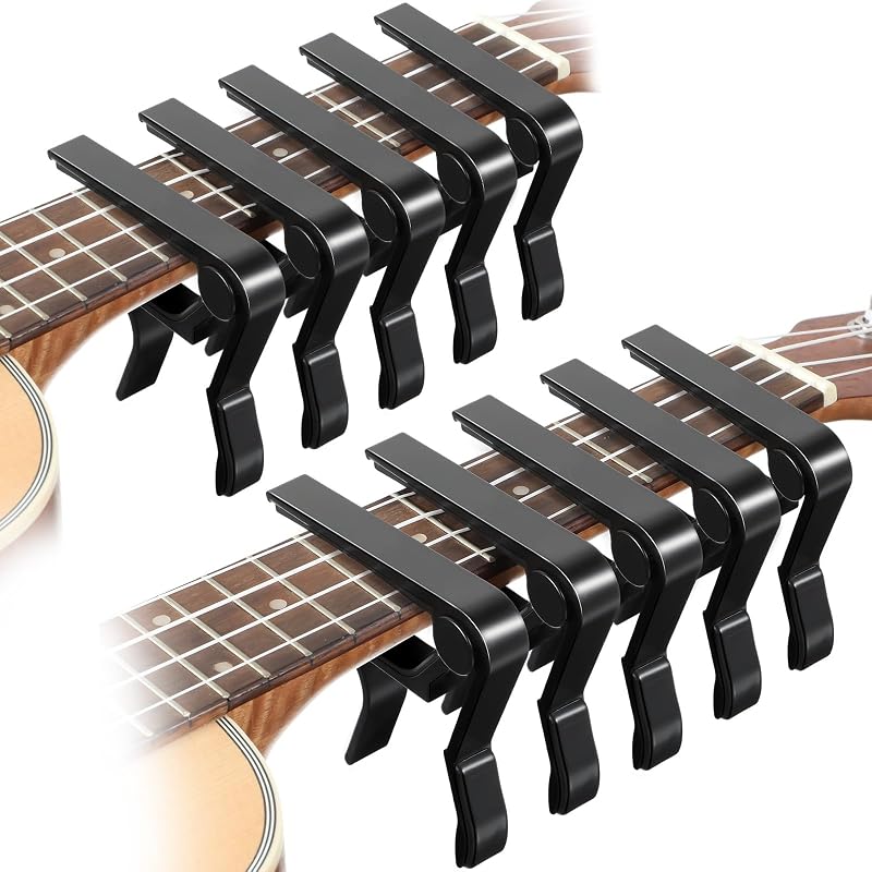 10 Pieces Guitar Clamp Capo Aluminum Metal Universal Electric Guitar Capo Clamp for Various Types Lightweight String Instrument