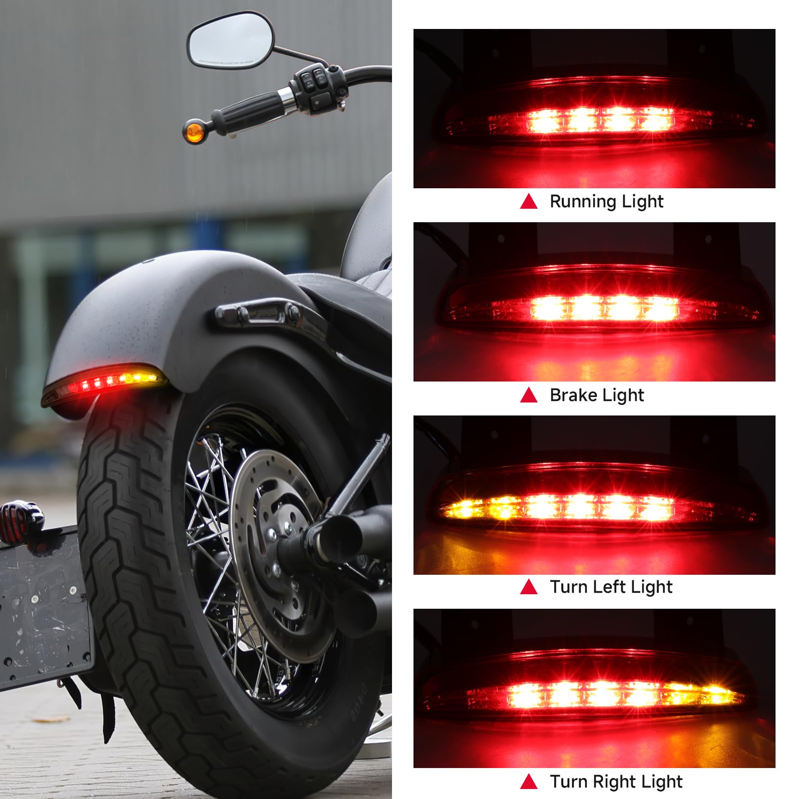 Amazon | オートバイ チョップド リア フェンダー エッジ LED ブレーキ 